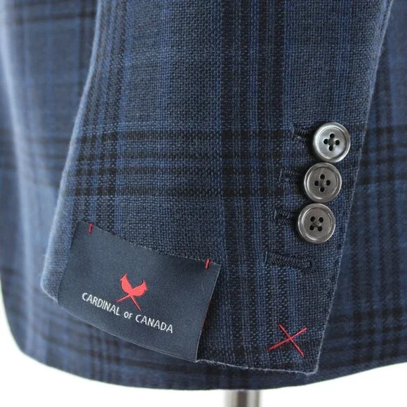 Cardinal of Canada NWT Wool Sport Coat Size 38S US In Blue & Black Plaid